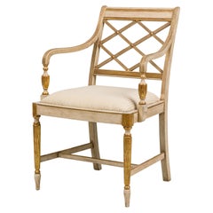 Italian Neo-Classic Armchair, Cream with Gilt Trim, 20th Century