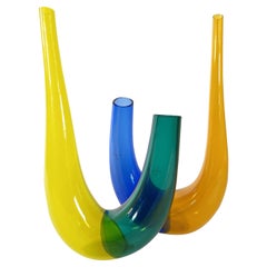 Barovier & Toso Italian Multi-Colored Murano Glass Table Vessels (PAIR)