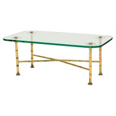 Fontana Arte Mid-Century Modern Coffee Table, Brass Bamboo Legs, Italy