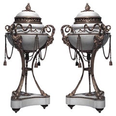 19th Century French Louis XVI Style Ormolu and Marble Cassolettes