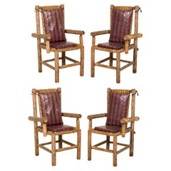 Set di 4 poltrone Adirondack in stile rustico con cuscini in vinile, prodotte negli Stati Uniti