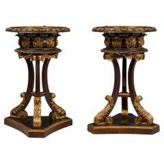 19th Century English Regency Fernery, Carved Ebony with Gold Trim
