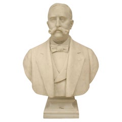 Busto vittoriano del XIX secolo in marmo bianco raffigurante un gentiluomo, opera di A. Frille