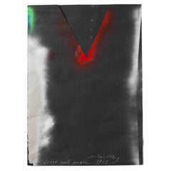Opera astratta a tecnica mista su carta, incorniciata, “Cono Nel Mare”, XX secolo