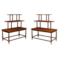 Pair of English Regency 3-Tier Center Tables, Brass, 20th Century
