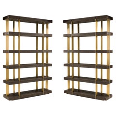 Contemporary Oak & Gold Bookcases by Thomas Bina & Ed Robinson