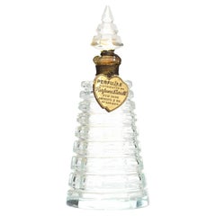 French Art Deco Ribbed Glass Perfume Bottle, Cone Shape