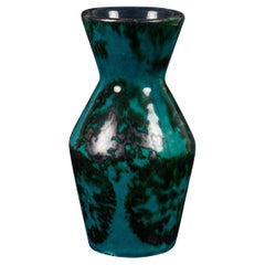 Vaso in ceramica Scheurich in stile Mid-Century Modern, verde e nero, Germania