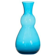 Turquoise Glass Bud Vase, Double Gourd Shape, Modern Design, USA