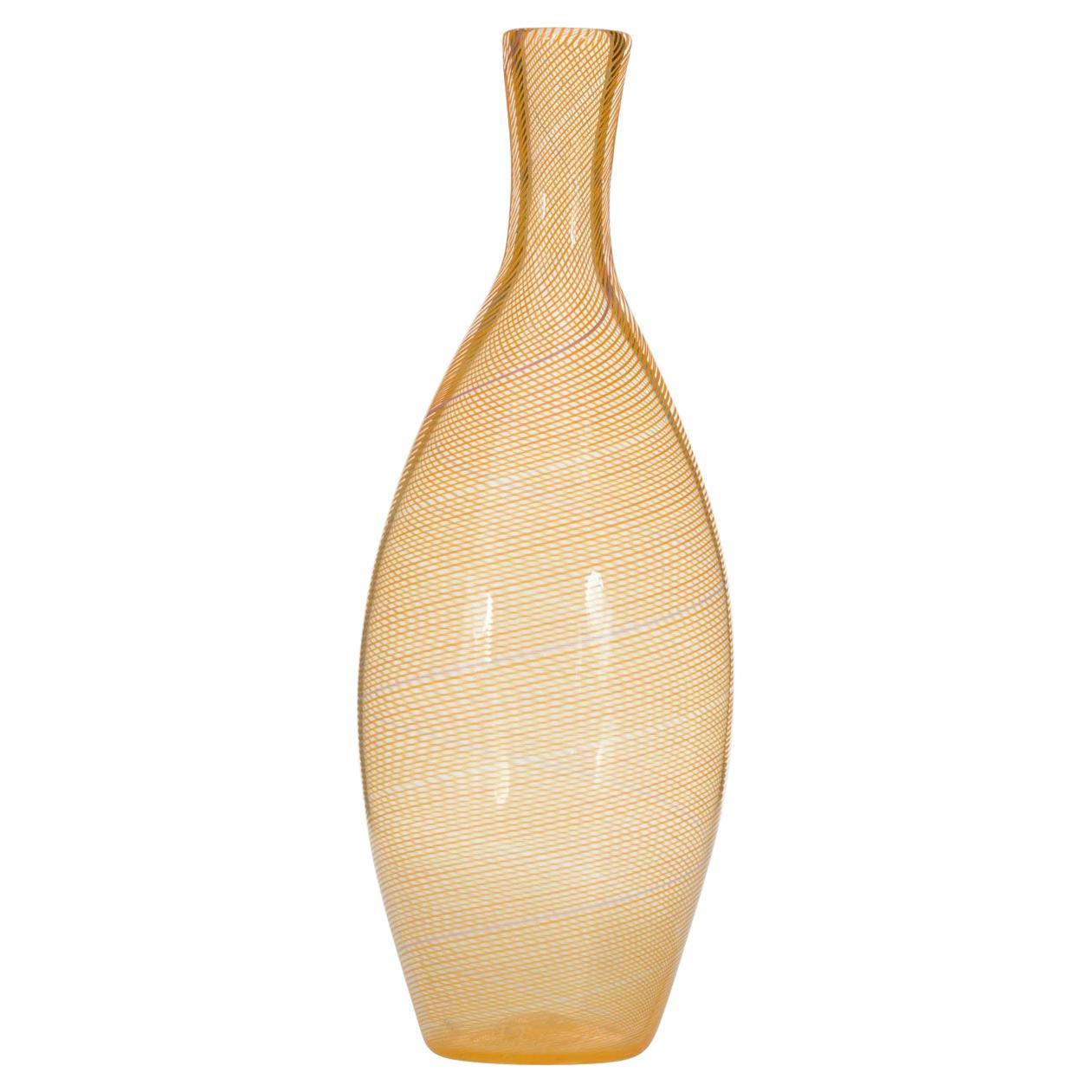 Murano Art Glass Bud Vase by A. Pittalis, Orange Swirl, 20th Century