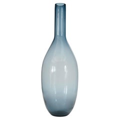 Tall Dark Blue Tinted Glass Bud Vase, Modern Design, USA, 20th Century