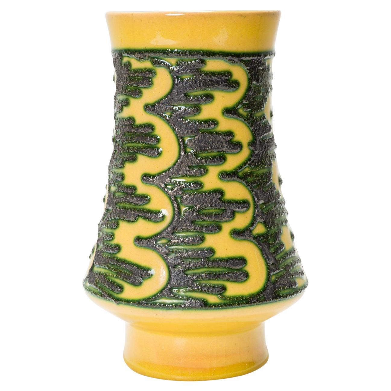 Vase « Mid-Century Modern » vert et or, signé A. Pittalis, Allemagne en vente