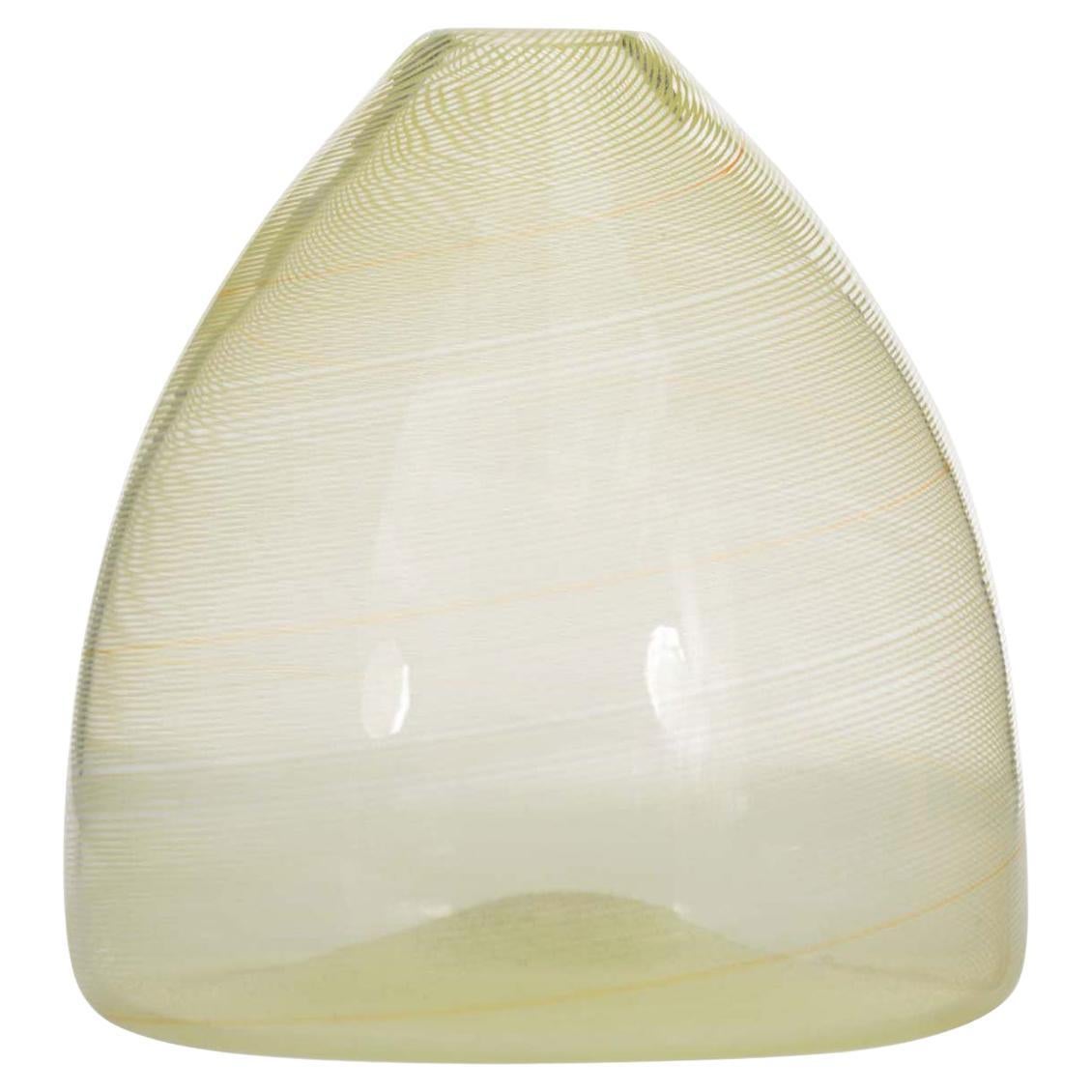 Murano-Kunstglasvase von A. Pittalis, „Yellow Swirl“, 20. Jahrhundert