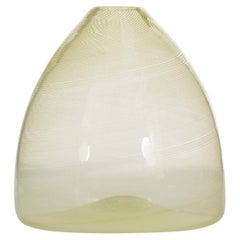 Murano Art Glass Vase by A. Pittalis, Yellow Swirl, 20th Century
