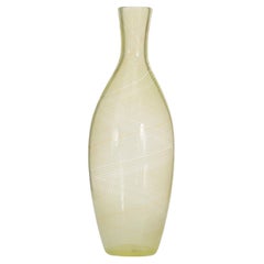 Italian Murano Mid-Century Art Glass Vase, Yellow Swirl Design, Italy