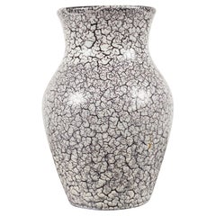 Vase en céramique Jasba de style « Mid-Century Modern », émail blanc et noir, Allemagne