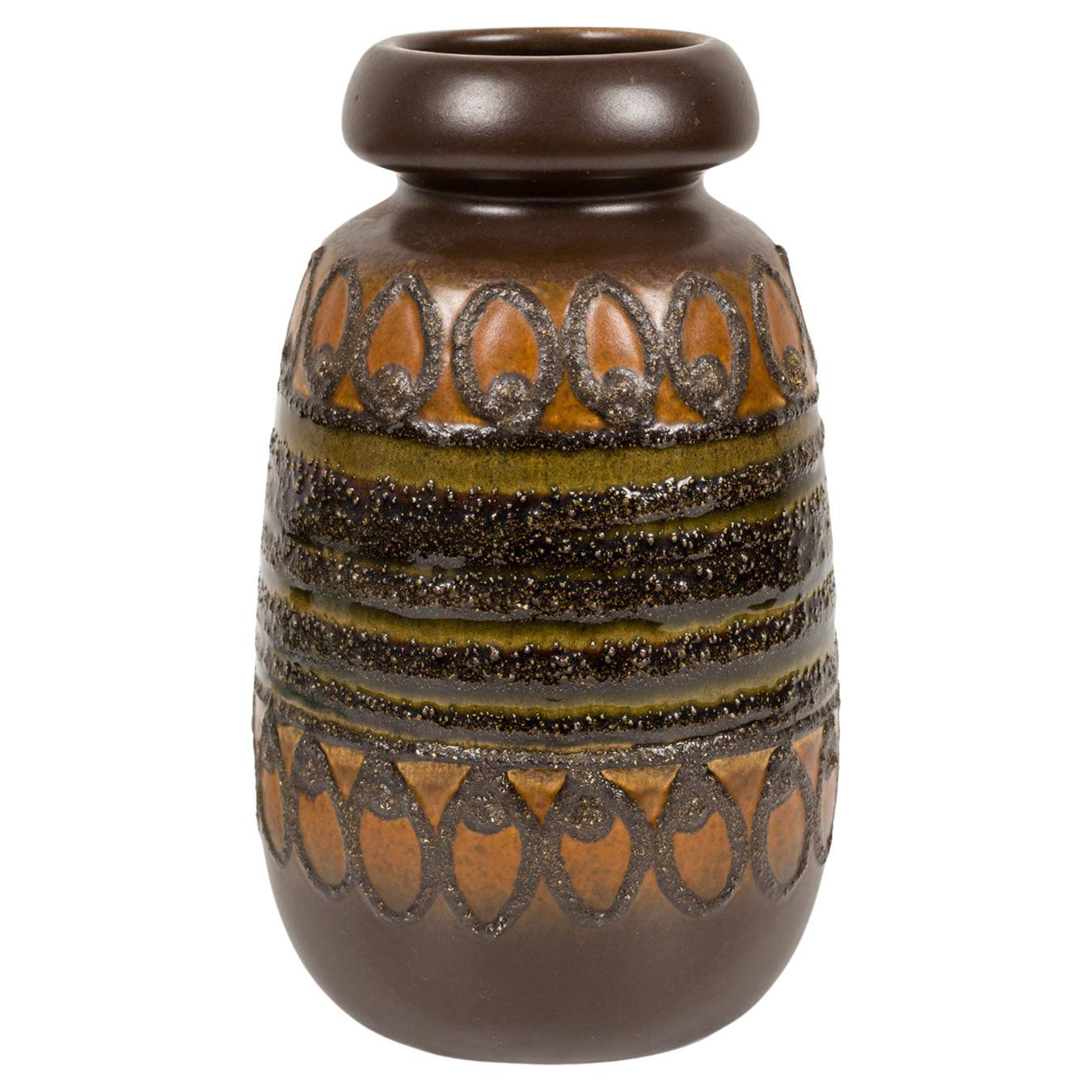 Mid-Century Modern Ceramic Vase by A. Pittalis, Black Design, Germany For Sale