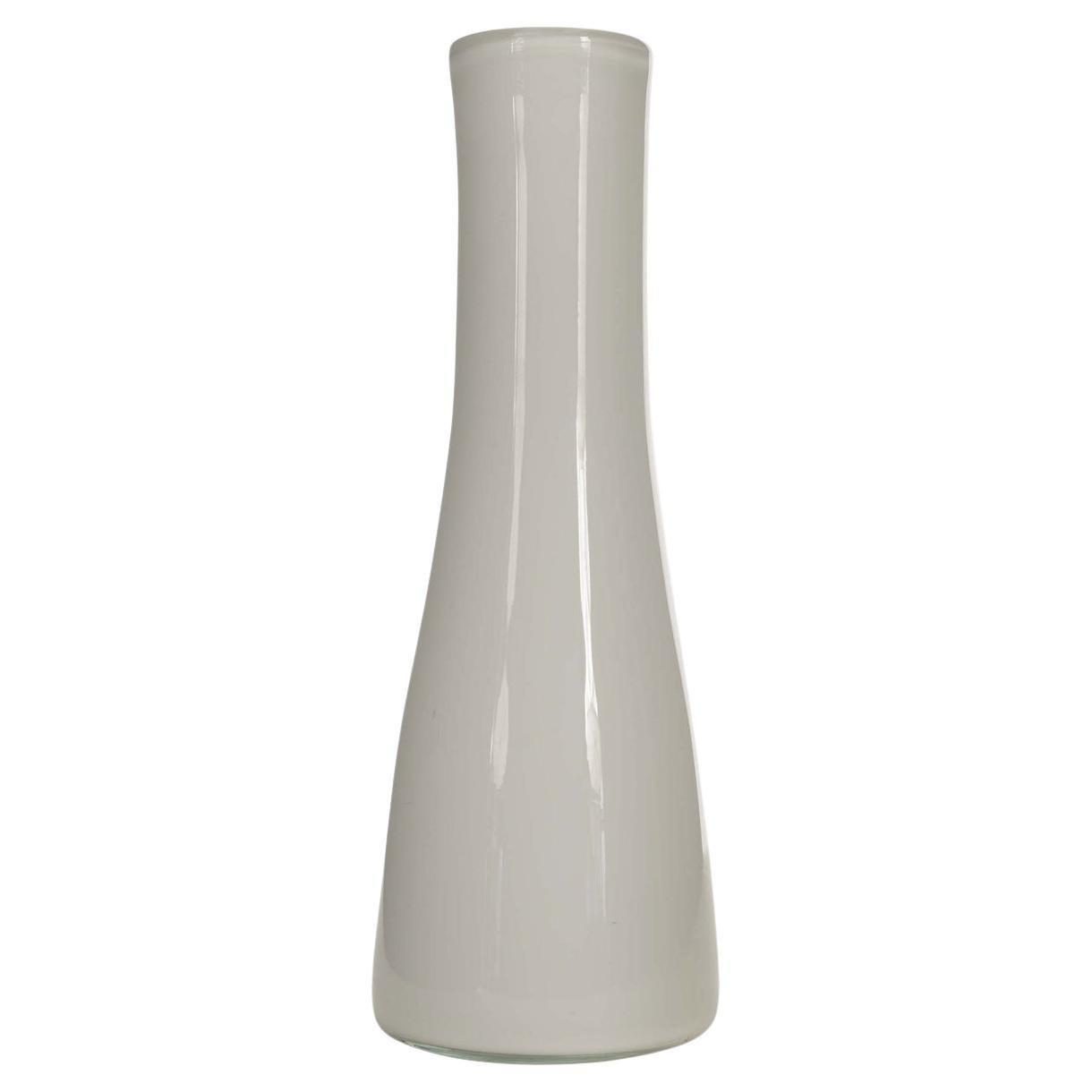 Scandinavian Mid-Century White Glass Vase with Tapered Modern Design For Sale