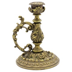 19th Century French Louis XV-Style Bronze Candlestick with Handle