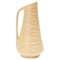 VEB Gräfenroda Mid-Century Ceramic Pitcher, Yellow Stripes, Germany