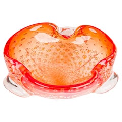 Vintage Murano Style Orange Glass Bowl, 20th Century Modern Design
