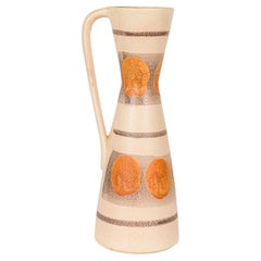 German Mid-Century Modern Ceramic Vase, Hourglass Form, Beige & Brown
