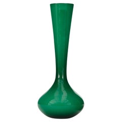 Scandinavian Mid-Century Green and White Glass Vase