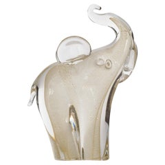 Vintage Murano Art Glass Elephant Figurine, Mid-Century Modern