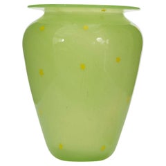 Vintage Green Glass Vase with Star Pattern, 20th Century USA
