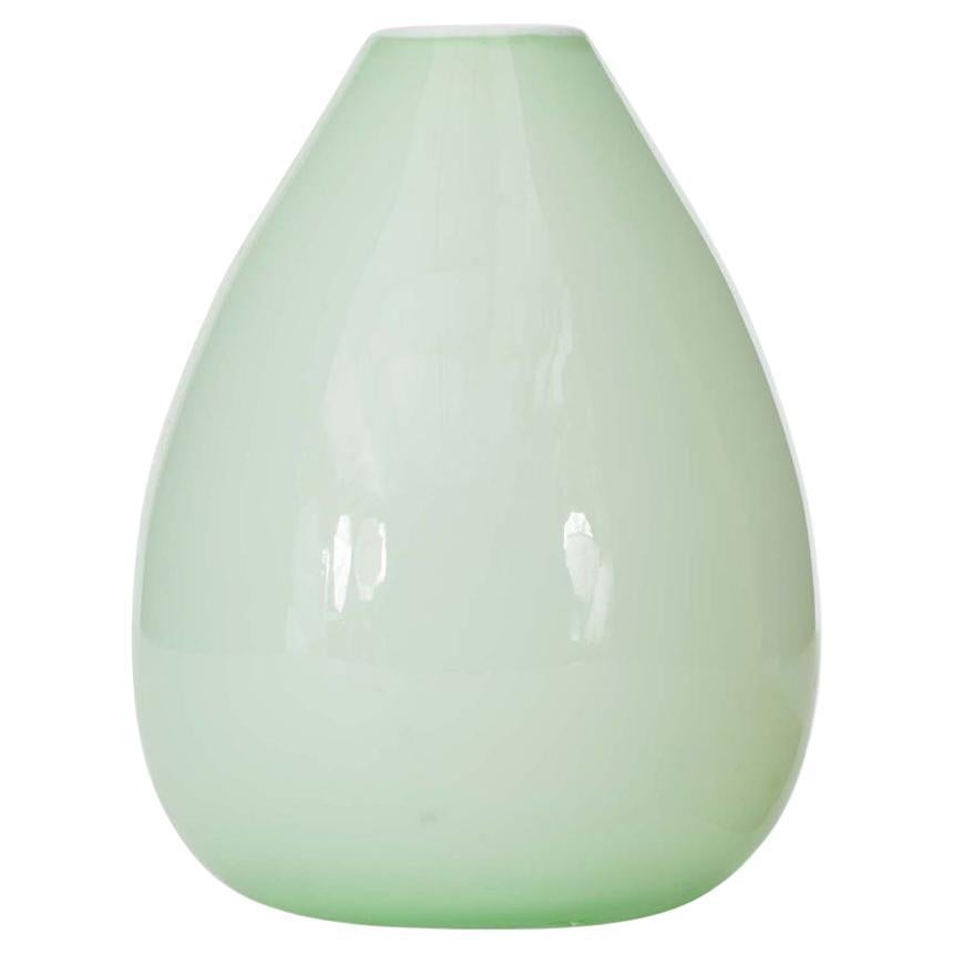 Mid-Century Mint Green Glass Bud Vase, Scandinavian Modern Design