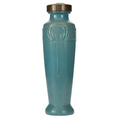 Vintage Jade Glass Perfume Bottle, Mid-Century Modern, Elephant Design