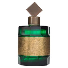 Vintage Greene & Greene Greene, flacon de parfum en verre vert et métal doré