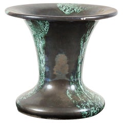 Otto Keramik Fluted Ceramic Vase, Green and Gray Marble Glaze, Germany