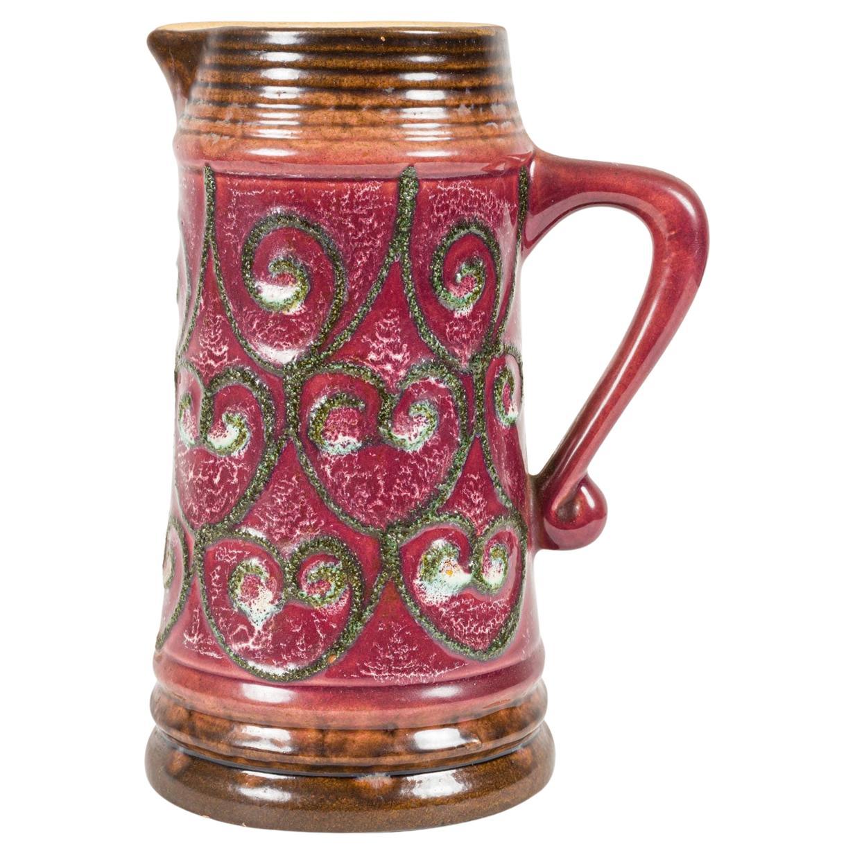 Keramikkrug im Mid-Century-Modern-Stil von A. Pittalis, grünes Design im Angebot
