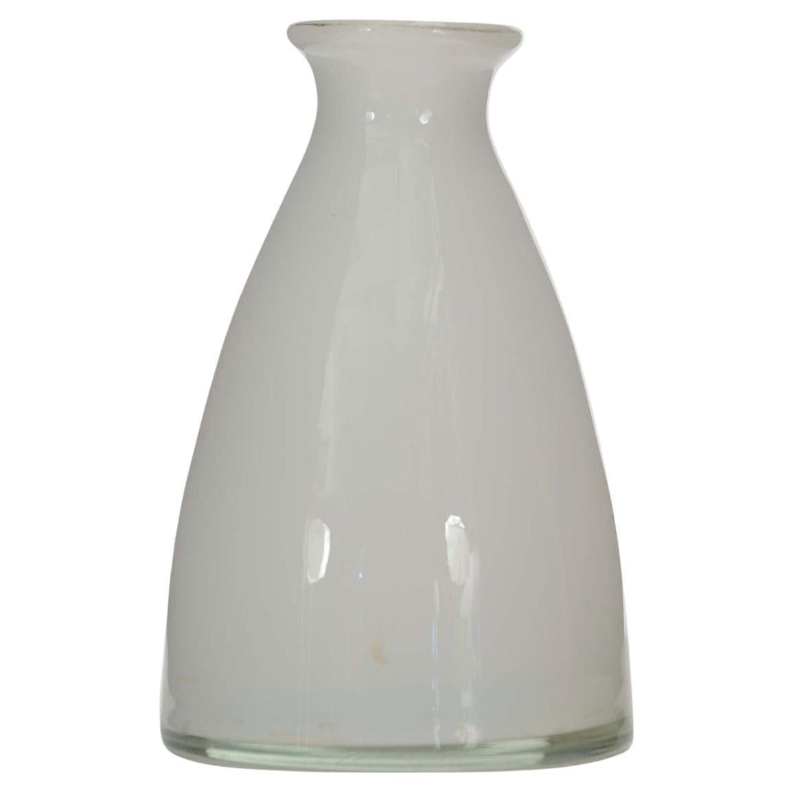Scandinavian Mid-Century White Glass Bud Vase with Tapered Design For Sale