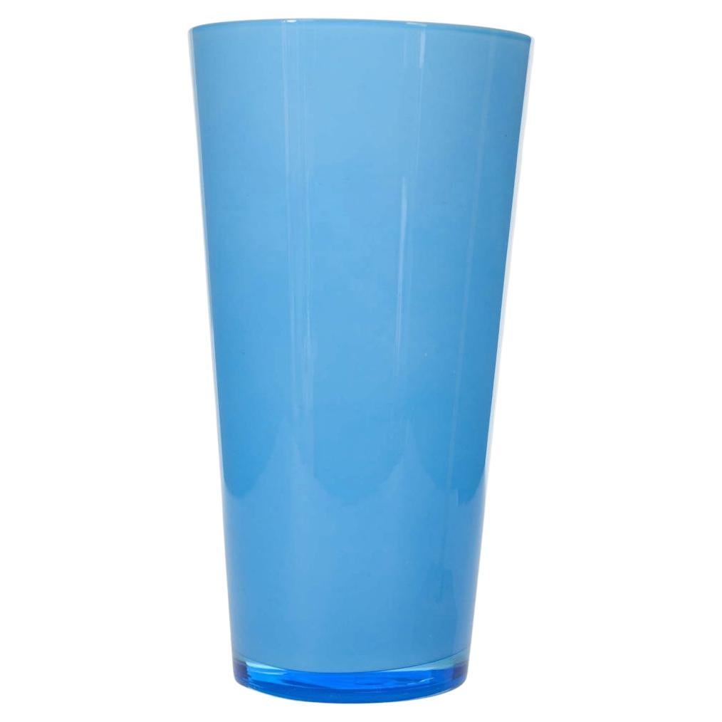 Scandinavian Mid-Century Blue Glass Vase, Tapered Design, 20th Century For Sale