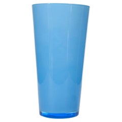 Scandinavian Mid-Century Blue Glass Vase, Tapered Design, 20th Century