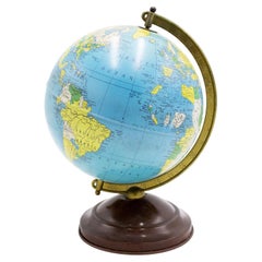 Globo vintage americano in metallo della metà del secolo scorso su base rotonda – Oggetto decorativo per la casa