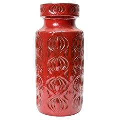 Mid-Century Scheurich Red Glazed Ceramic Vase, Germany, 9.5\