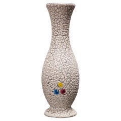 Jasba Mid-Century Modern Ceramic Vase with White Crackle & Dots