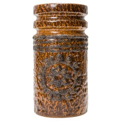 Mid-Century Modern Ceramic Vase by A. Pittalis, Brown Glaze, Germany