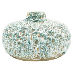 19th Century German Biedermeier Drizzle Vase in Light Green Lava