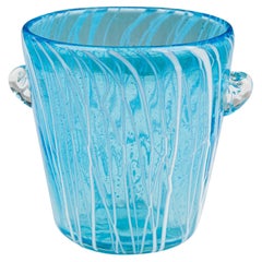 Venini Disaronno Mid-Century Blue Glass Ice Bucket, Italy, 1950s