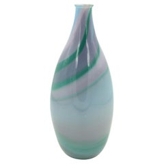 Contemporary Art Glass Vase by Greenwood, Blue Purple Green Swirl, USA