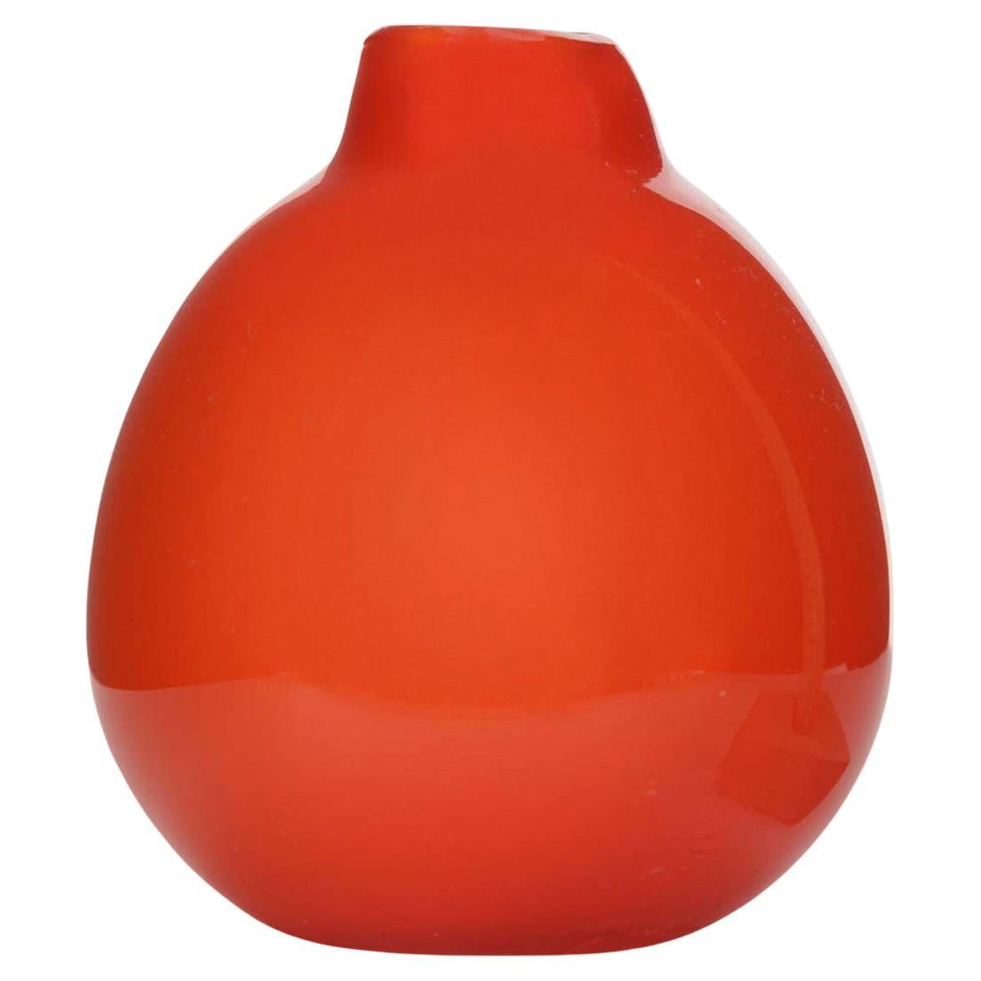 Mid-Century Scandinavian Red and White Glass Bud Vase, Modern Design For Sale