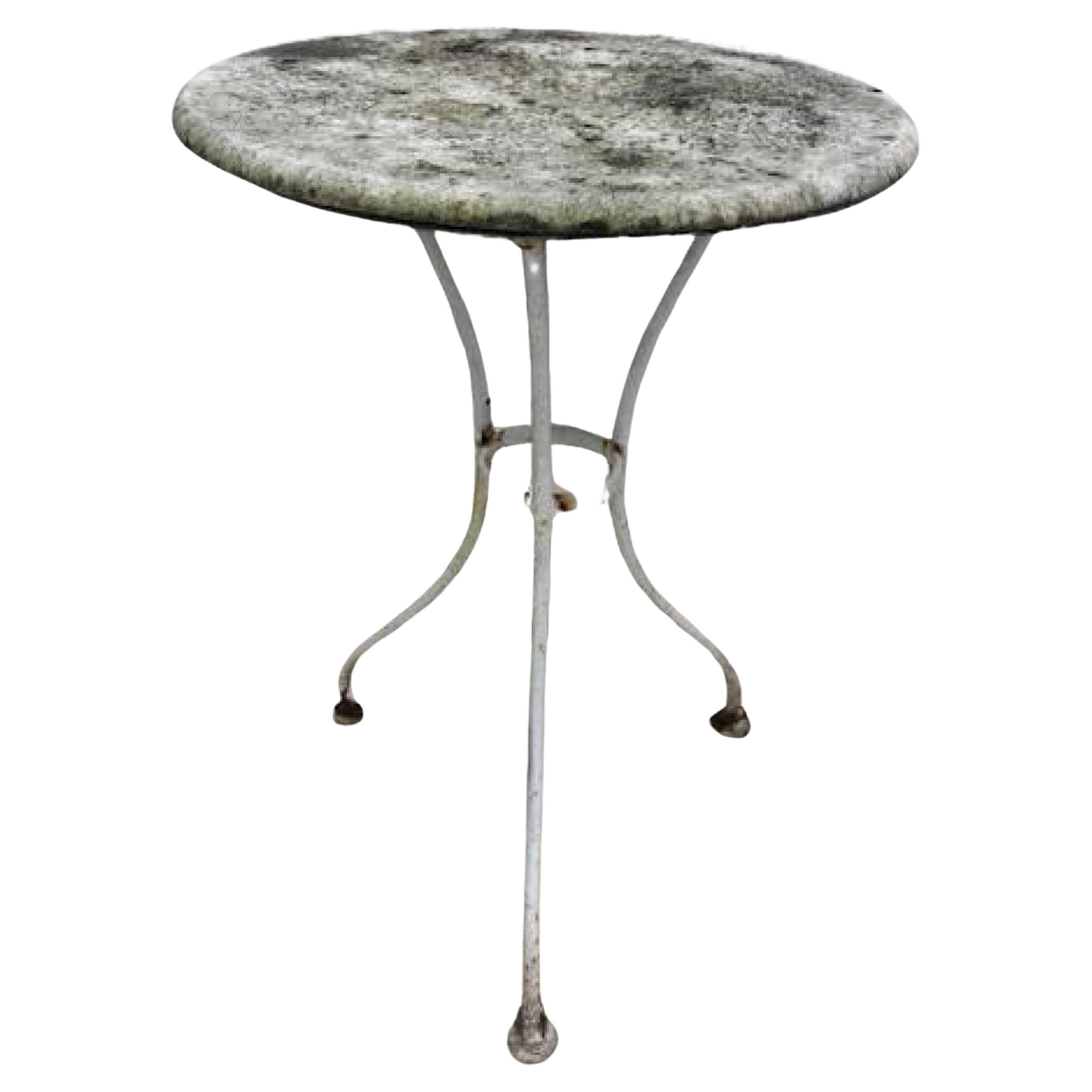 French Iron Café Table with Marble Top, 20.25\ For Sale