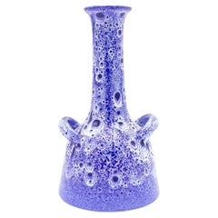Deutsche blaue Keramikvase mit Henkel