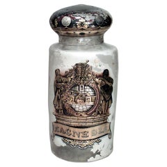 Victorian Painted Glass Apothecary Jar, 19th Century, English Origin