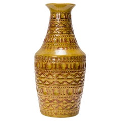Bay Keramik Mid-Century Ceramic Vase, Geometric Brown Glaze, Germany