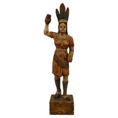 Grande statuetta dipinta di una donna nativa americana, del XX secolo